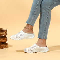 Women's Breathable Knit Mule Sneakers Lightweight Slip On Shoes