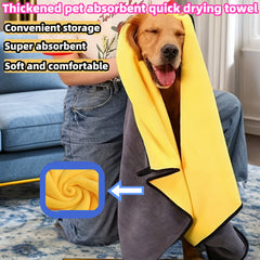 Soft Fiber Dog Bath Towel, Highly Absorbent, Quick Dry Coral Fleece