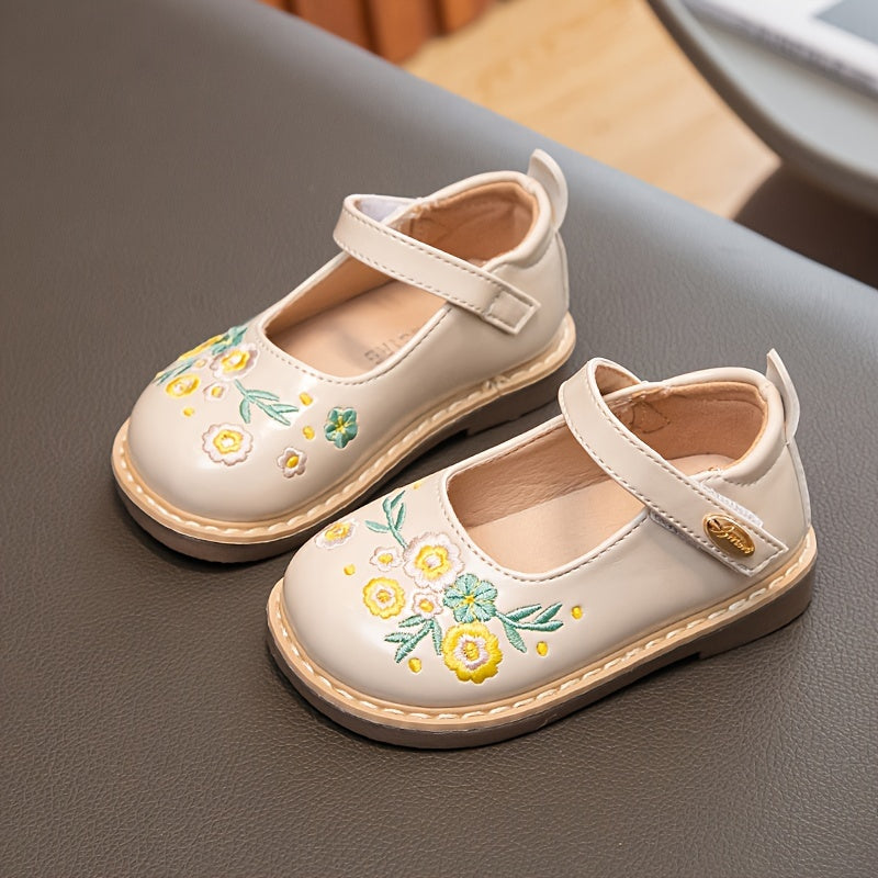 Flower Embroidered Low Top Oxford Shoes for Baby Girls