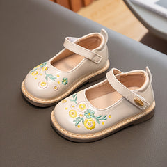 Flower Embroidered Low Top Oxford Shoes for Baby Girls