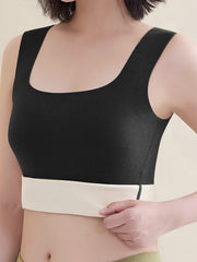Solid Thermal Tank Top Square Neck Slim Fit Sleeveless Top