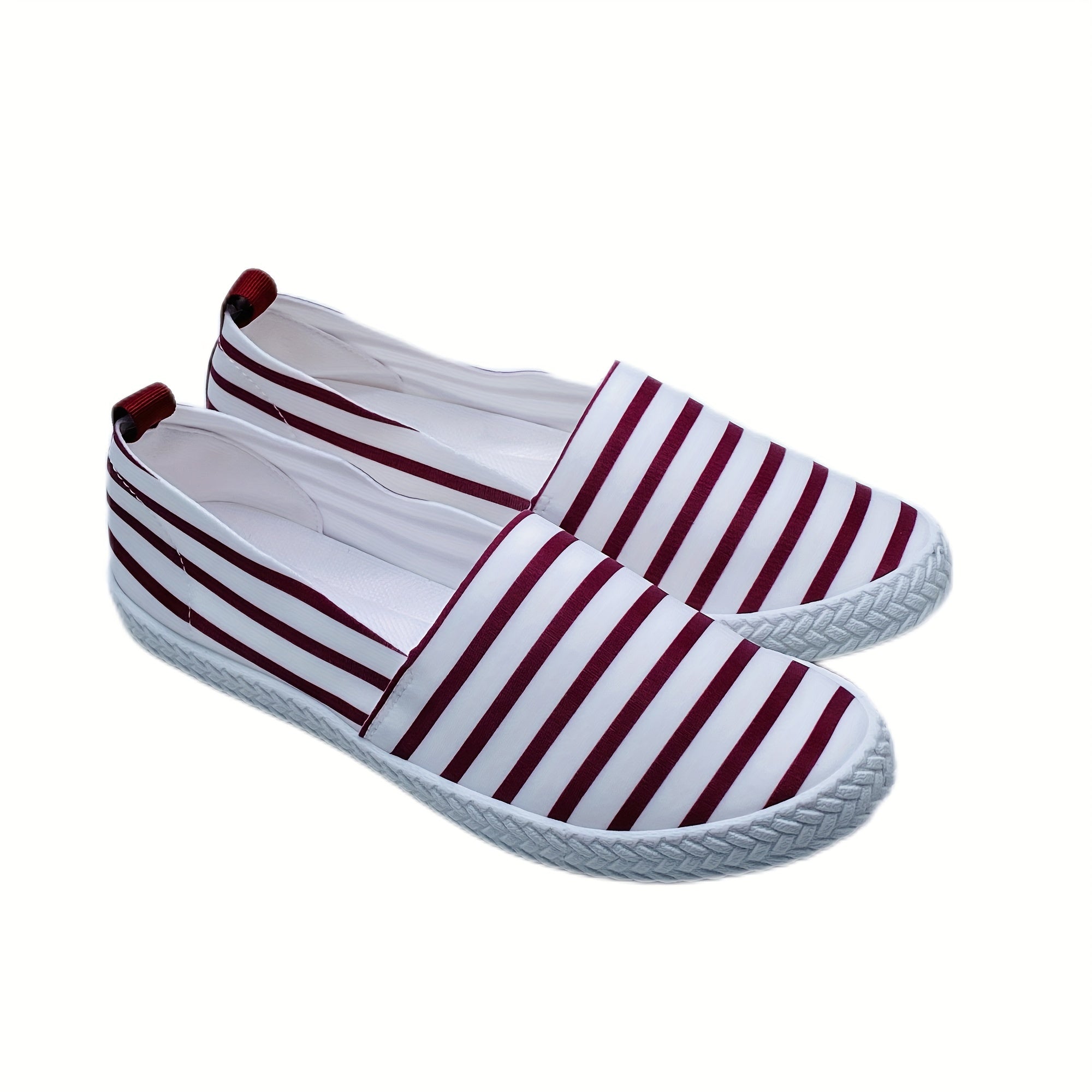 Women's Striped Flat Loafers Casual Slip On Walking Shoes