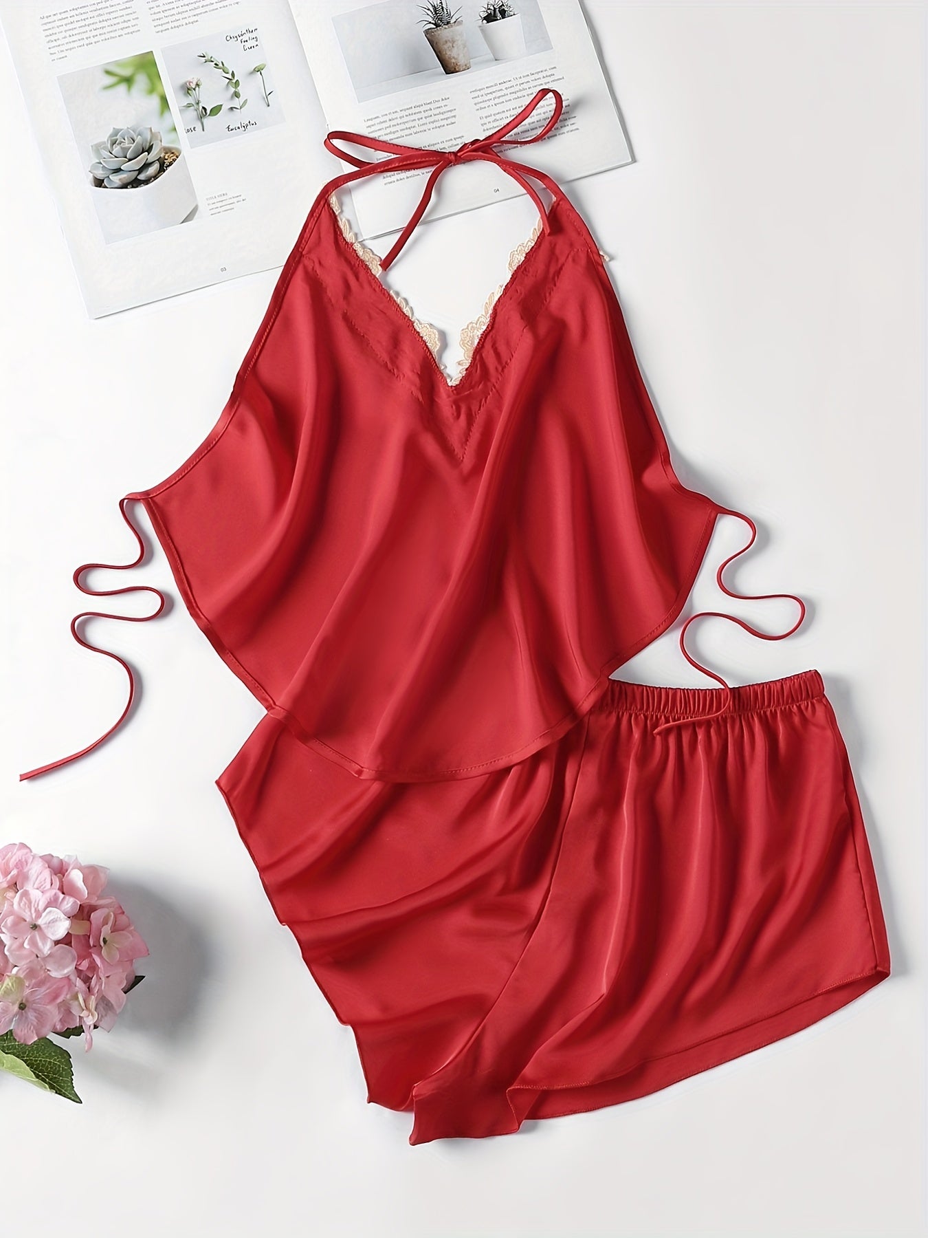 Lace Pajama Set Halter Top & Shorts