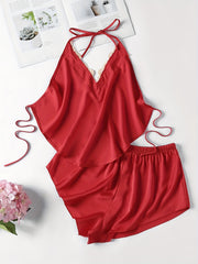 Lace Pajama Set Halter Top & Shorts