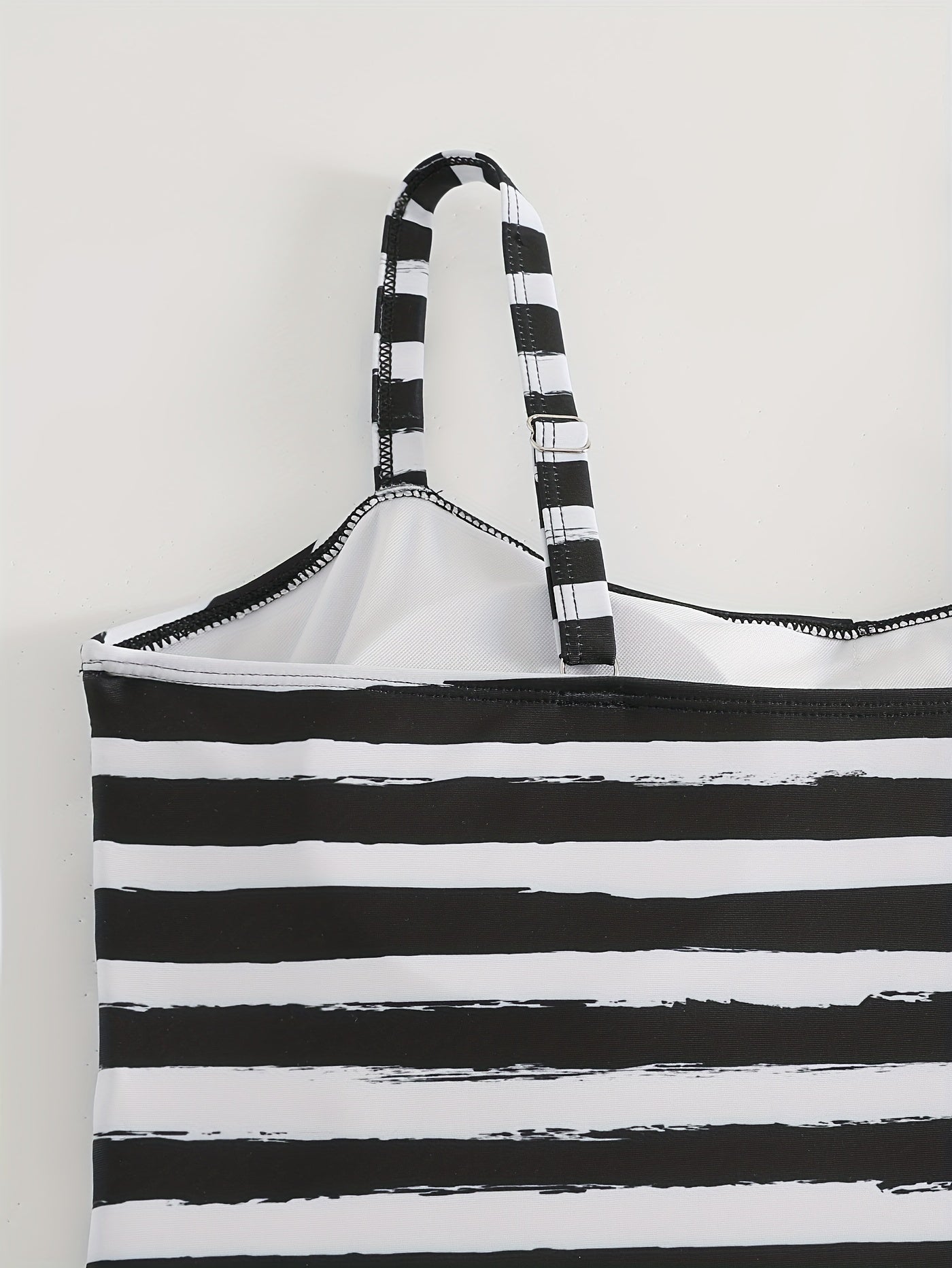 Striped Cross Front One Piece Swimsuit