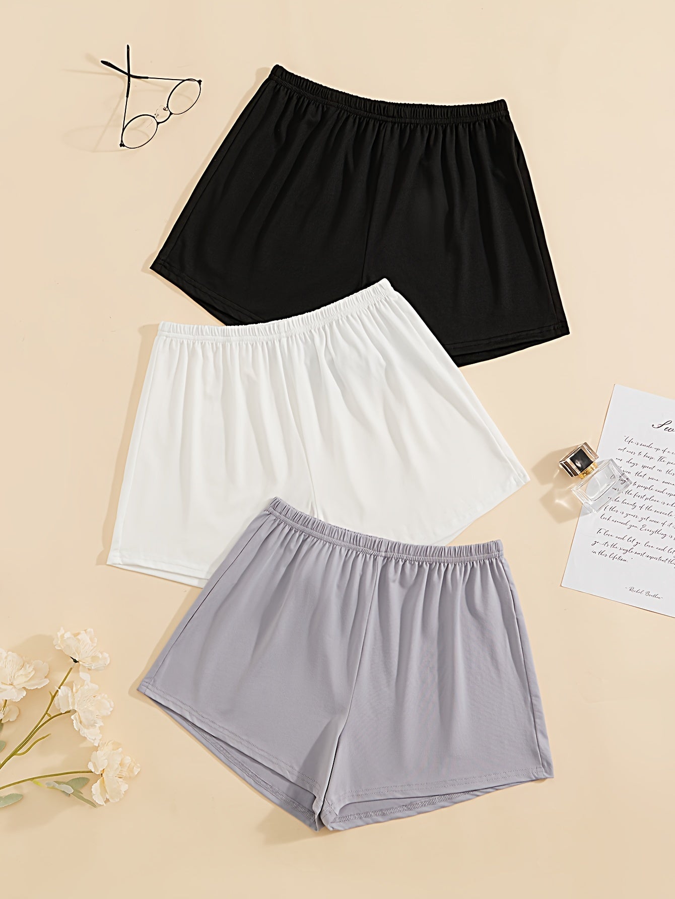 Solid Sleep Bottoms Soft & Comfy Elastic Waistband Shorts Women's