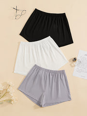 Solid Sleep Bottoms Soft & Comfy Elastic Waistband Shorts Women's