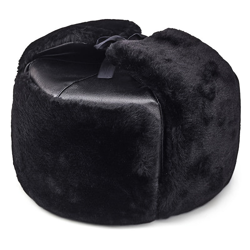 Winter Velvet Trapper Hat for Men Warm Windproof Hat with Ear Flaps