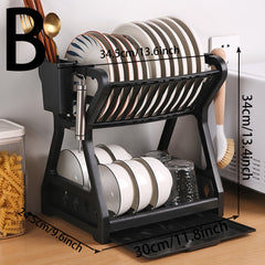 Kitchen Storage Shelf Plastic Drain Rack Beige Organizer
