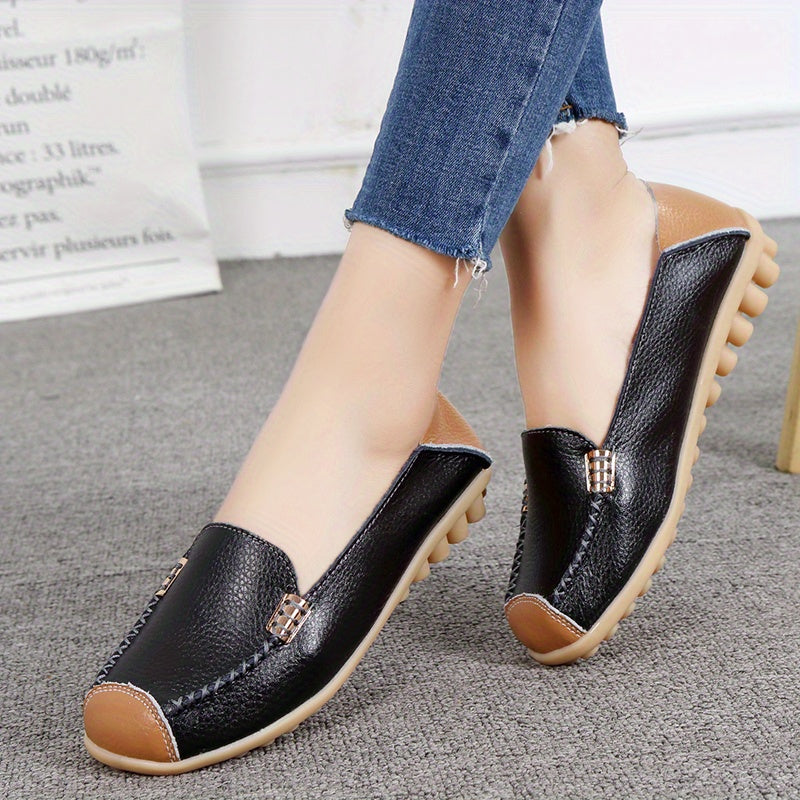 Women's Slip On Flat Loafers Colorblock Non Slip Shoes