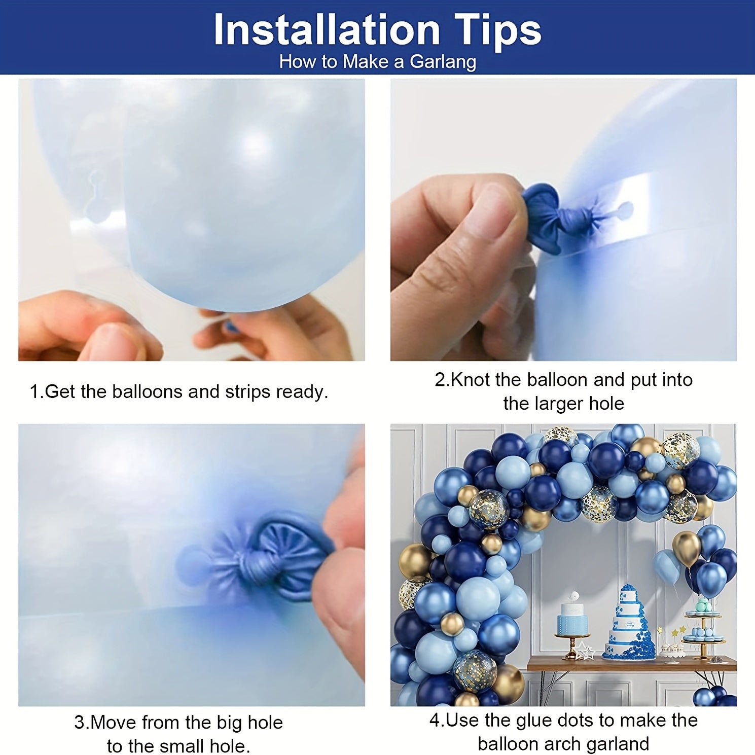 Navy Balloon Garland Arch Set Metallic Macaron Balloons Confetti