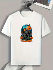 Halloween Pumpkin Man Pattern T shirt For Men Short Sleeve Top