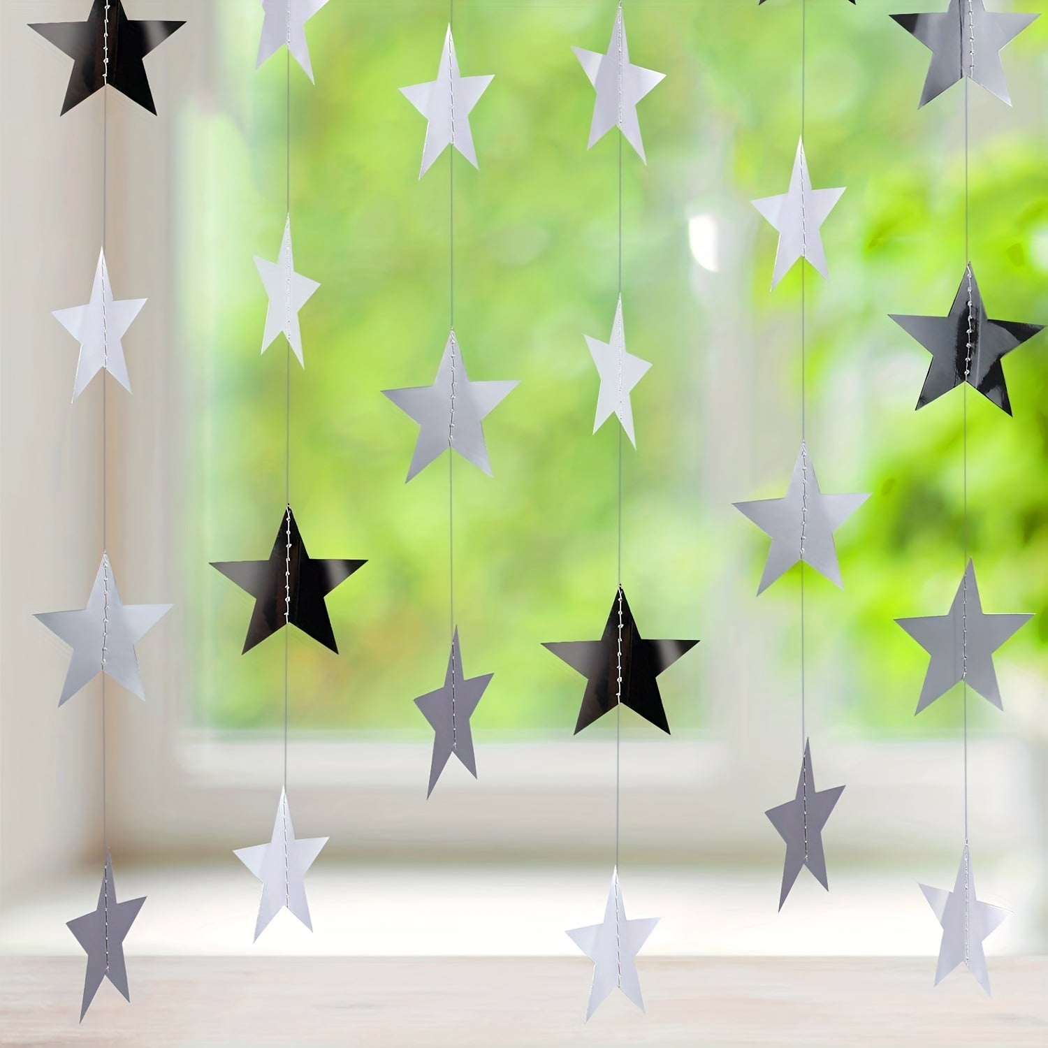Silver Star Hanging Banner 3.99m Wedding Baby Shower Birthday Decor