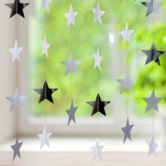 Silver Star Hanging Banner 3.99m Wedding Baby Shower Birthday Decor