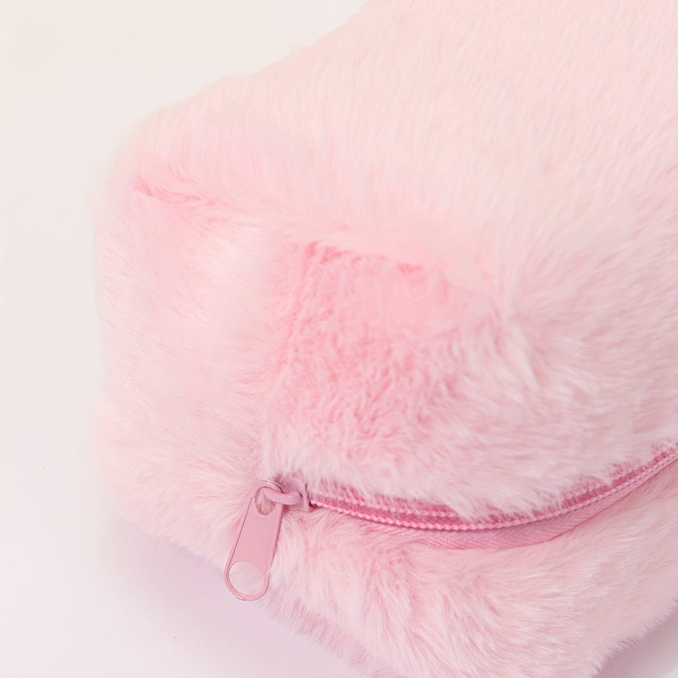 Pink Plush Cosmetic Bag Roomy Makeup Travel Portable Toiletry Organizer