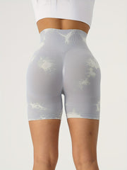 3 Pcs Women's Tie Dye High Waist Sports Shorts for Yoga