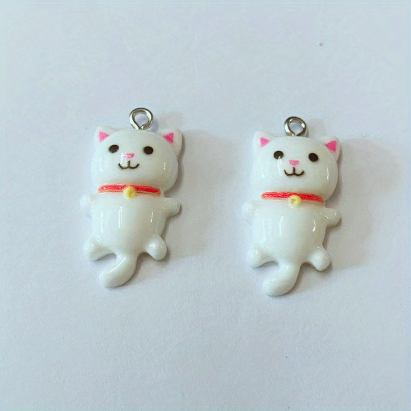10Pcs 3D Small Cat Charm Pendant Resin Accessories Earrings Keychain Bracelet