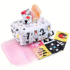 Baby Cloth Book Toy Box Animal and Powder Tear Tissue