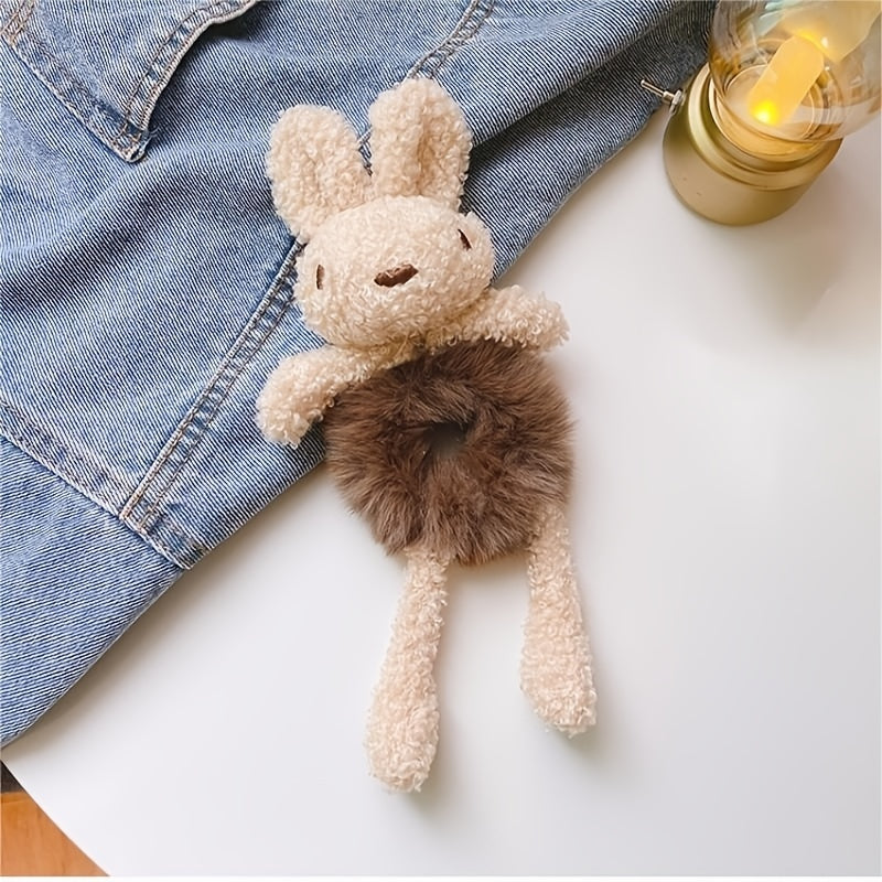 2pcs Girls Plush Rabbit Hair Tie Hair Ring Scrunchie Hair Accessories
