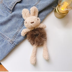 2pcs Girls Plush Rabbit Hair Tie Hair Ring Scrunchie Hair Accessories