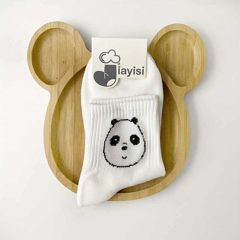 5 Pairs Bear Print Socks Women's Crew Sports Stockings