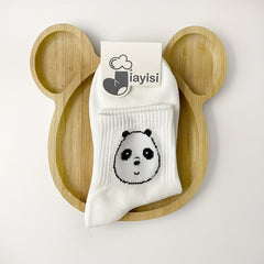 5 Pairs Bear Print Socks Women's Crew Sports Stockings
