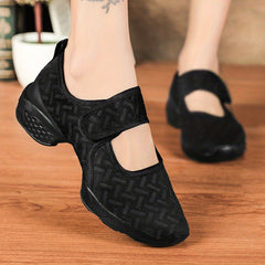 Women's Arch Support Dance Shoes with Hook & Loop and Slip on Sole