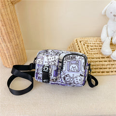 Kids Bear Print Zipper Messenger Bag Coin Purse Wallet Crossbody Bag