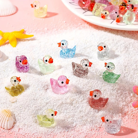 Glitter Mini Resin Yellow Duck Beads 12 Colors DIY Jewelry Crafts Ornaments