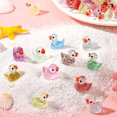 Glitter Mini Resin Yellow Duck Beads 12 Colors DIY Jewelry Crafts Ornaments