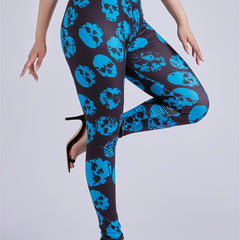 Skull Print Skinny Leggings Casual Stretchy Leggings Women's Clothing