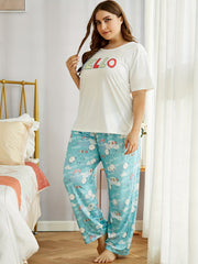 Loungewear Set Women's Plus T shirt & Eggs Print P