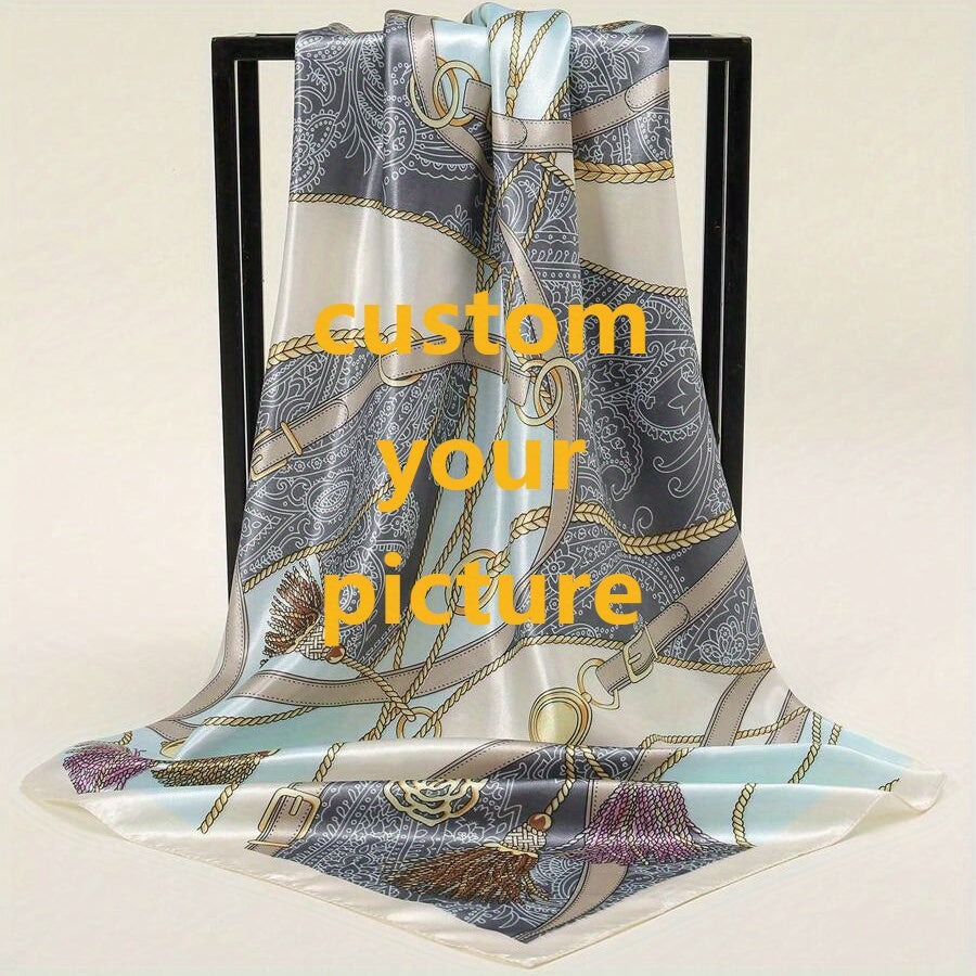 Custom Photo Print Square Scarf Lightweight Breathable Fabric Gift for Sister
