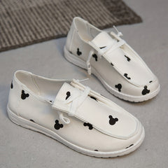 Women's Cartoon Print Canvas Shoes Lightweight Low Top Lace Up Shoes