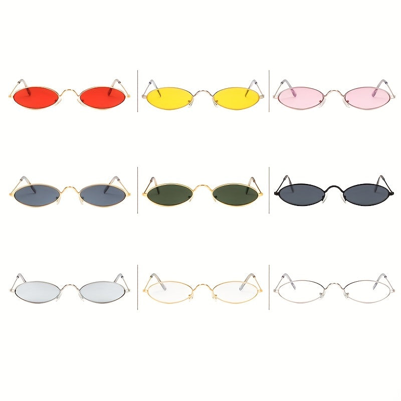 Metal Oval Frame Sunglasses Photochromatic Tinted Lens Glasses