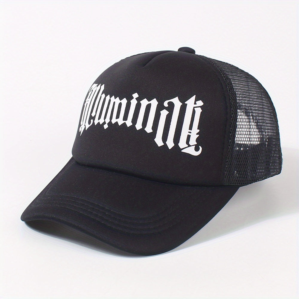 Gothic Letter Print Trucker Hat Mesh Baseball Cap Hip Hop