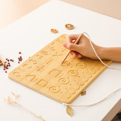 Wooden Alphabet & Number Board for Kids Learning - Grooved Letters and Numbers