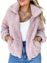 Fuzzy Coat Zip Up Long Sleeve Winter Outerwear