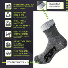 3 Pairs Men's Athletic Wool Socks Shock Absorption Outdoor Sports Hiking Socks