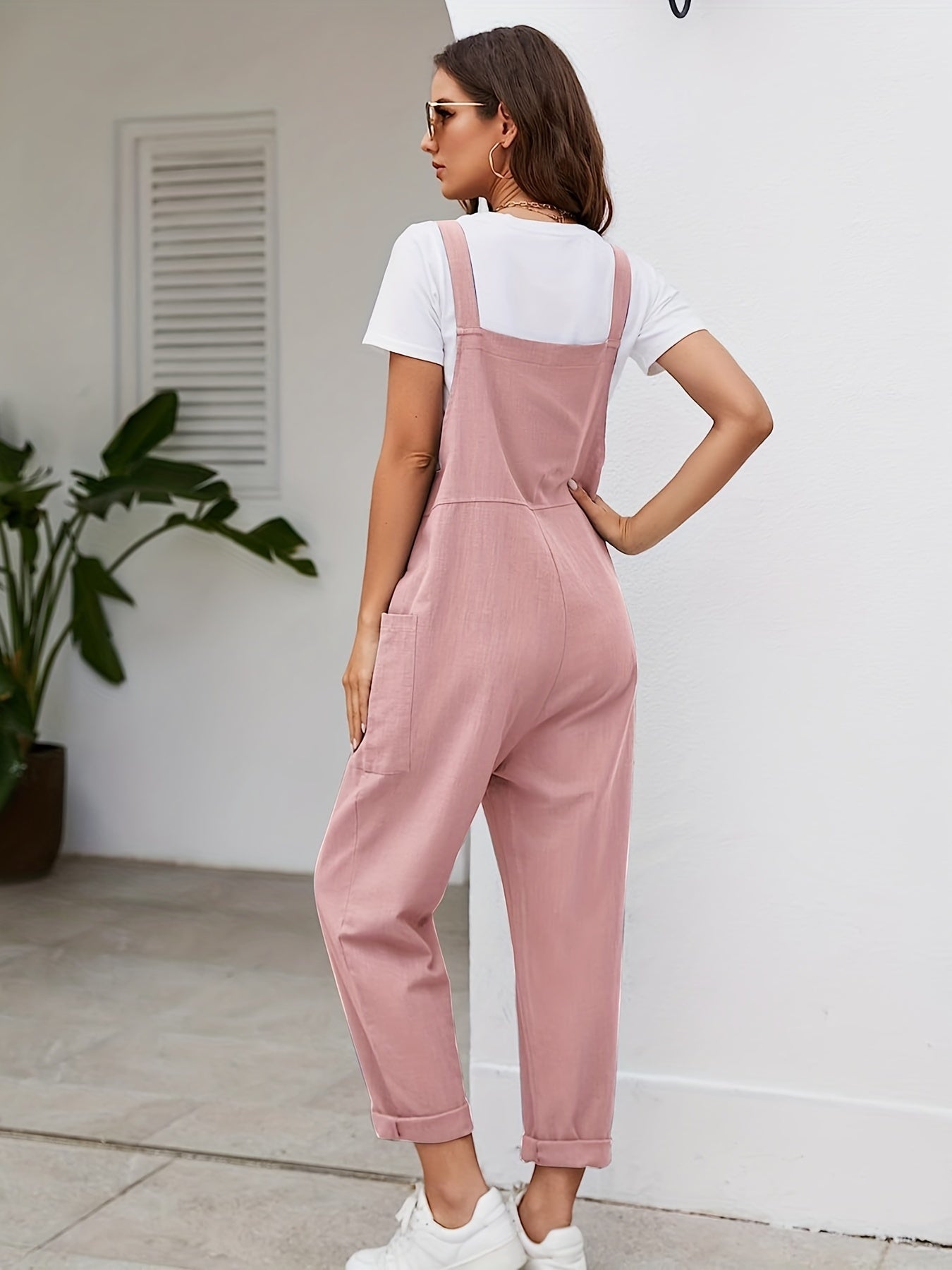 Sleeveless Jumpsuit With Pockets Women's Clothing