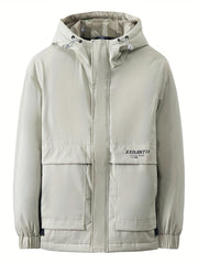 Men's Hooded Puffer Jacket Loose Fit Big Pocket Duck Down Coat for Winter