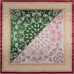 Boho Square Scarf Classic Block Silk Shawl Neckerchief Bandana