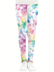 2pcs Girls Tie Dye Stretch Leggings Athletic Slim Yoga Pants Kids Clothes