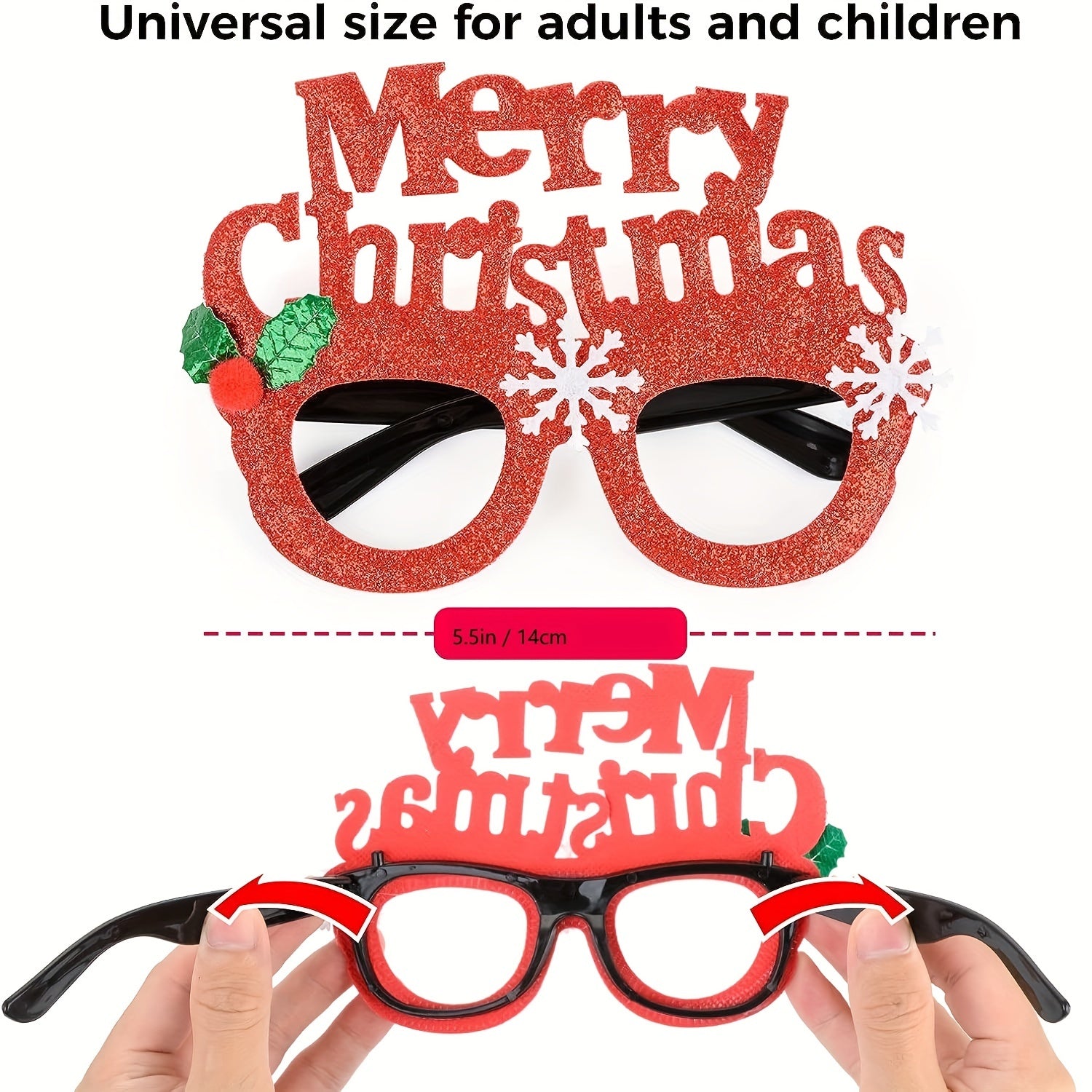 Christmas Glitter Party Glasses Fun Novelty Eyeglasses Holiday Favors