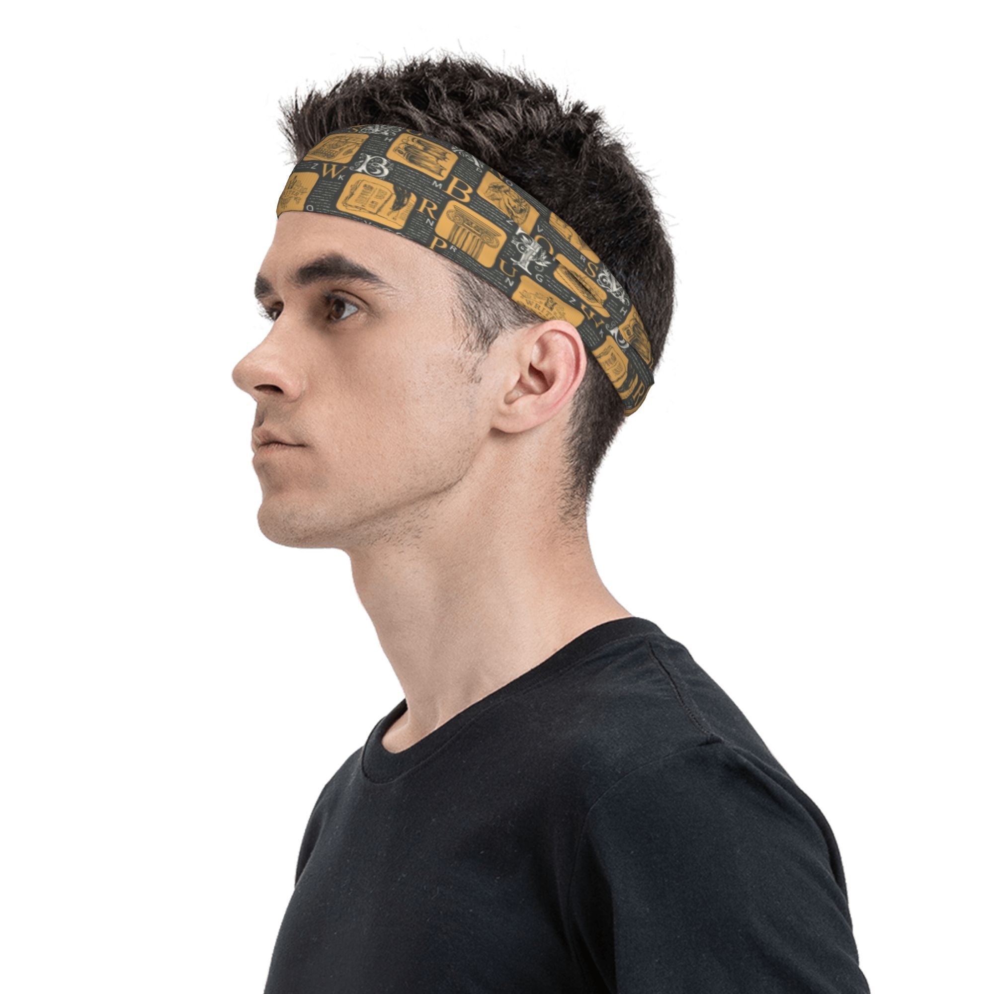 Vintage Breathable Headband with Golden Lettering for Sports & Casual Wear