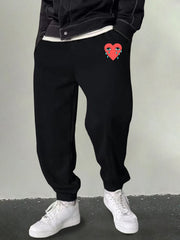 Men's Heart Print Joggers Casual Sweatpants Outdoor
