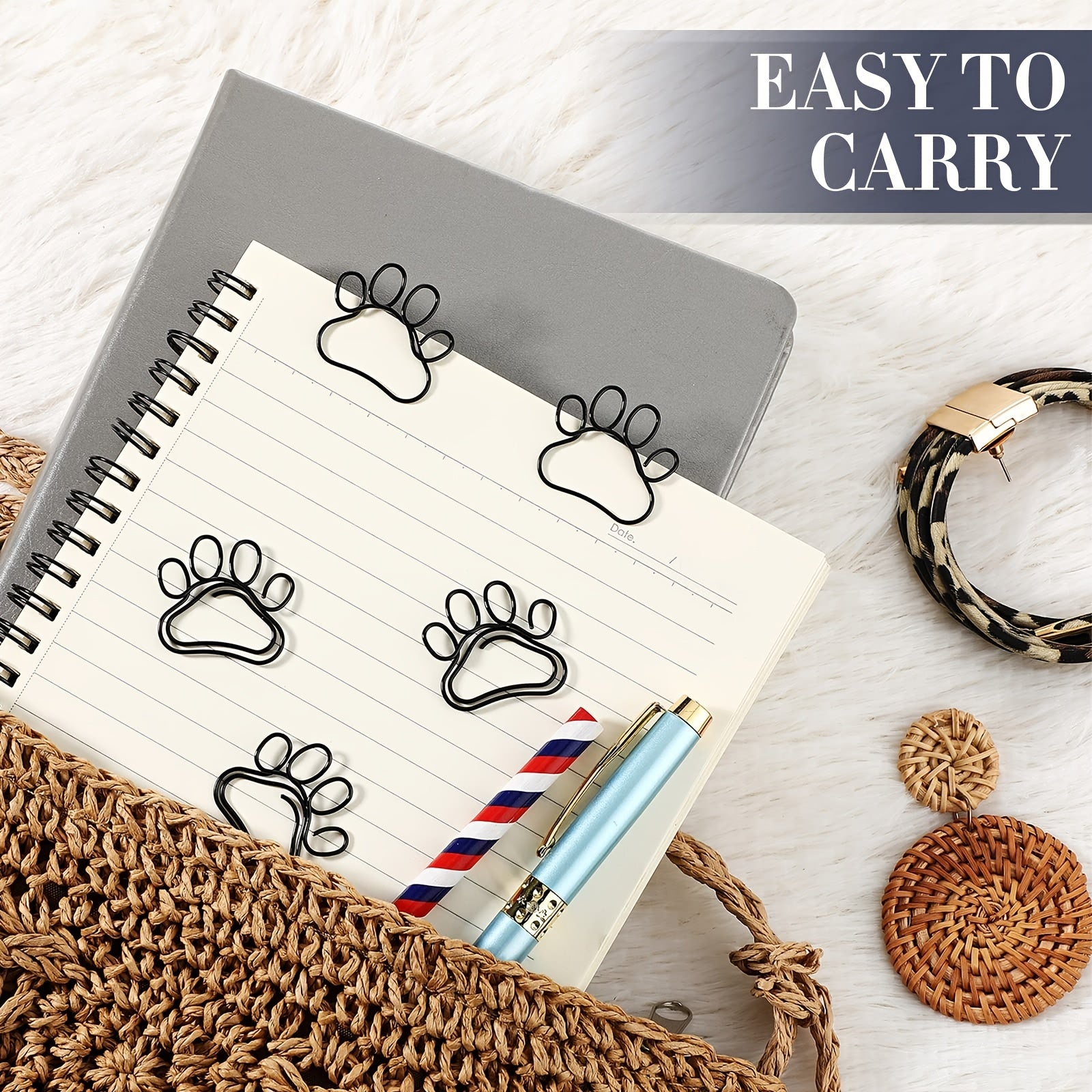 5Pcs Paw Paper Clips Mini Shape Paper Clips Fun Animal Bookmark Office Supplies