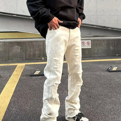 Men's Slim Fit Ripped Jeans for Spring Summer