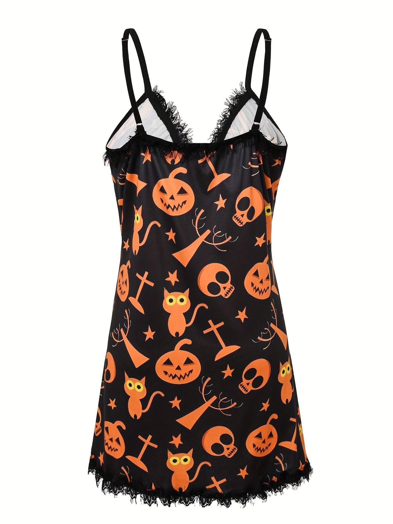 Sexy Halloween Nightdress Women's Plus Ghost Print V Neck Ca