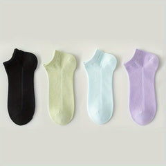 4 Pairs Solid Socks Comfy & Breathable All match Women's Stockings